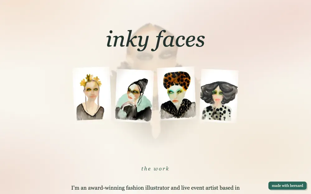 inkyfaces.com, a live site hosted by Bernard